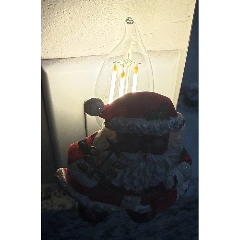 Vintage African American Black Santa Claus Plug In Night Light Lot of 3 WORKING
